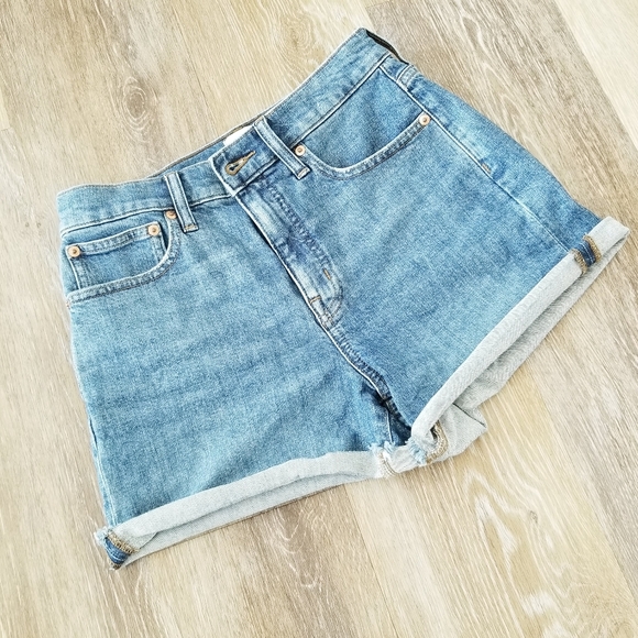 J Crew Women's High Rise High Waist Denim Blue Jean Shorts Zip-up sz 26 EUC - Picture 3 of 16